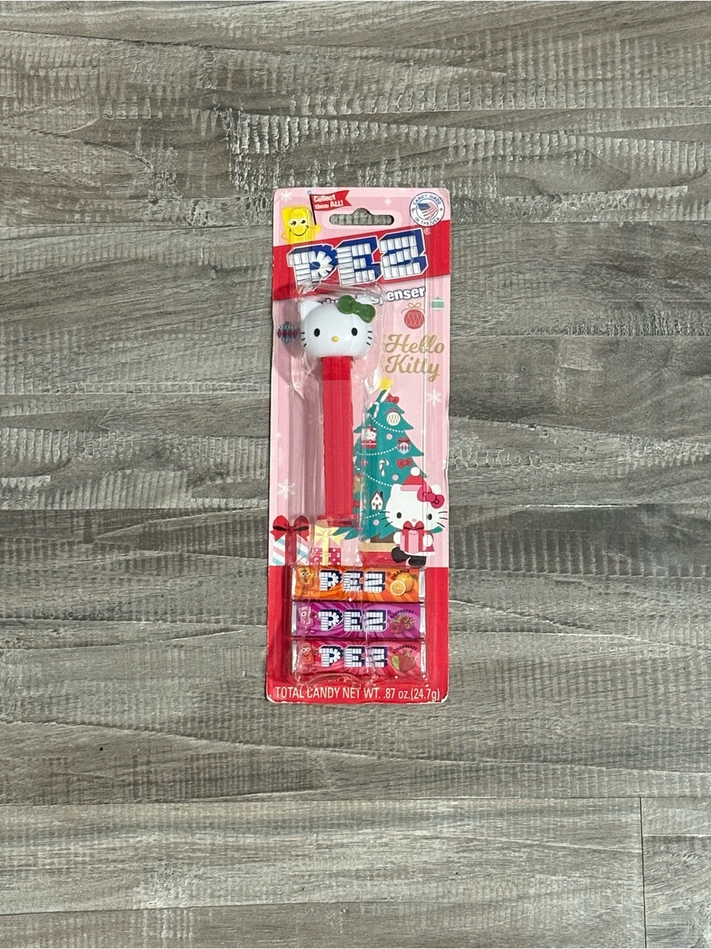 NEW Sanrio Hello Kitty Christmas Holiday PEZ Candy Dispenser Red Stem Green Bow